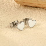 6.3*5.6mm Heart with White Drip Earrings Steel Color