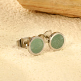 7.7mm Round with Gray Green/Mint Green Glitter Drip Earrings Steel Color