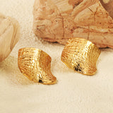 30mm pleated diamond shaped block with scratched face earrings Gold color