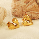 19*18mm two-petal heart-shaped earrings (divided into left and right) Gold color