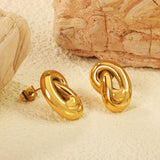 12*19mm Button Knot Earrings Gold Color