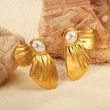 24*37mm Butterfly wings with half 7.6*9.8mm oval blue turquoise/white gum beads earrings gold color