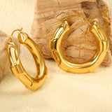 Hollow Opening Circular Convex Ear Clips 40.6mm Steel / Gold