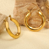 Hollow opening round corner earrings 6*32mm thick steel/golden