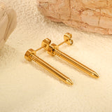 6*30mm stud earrings steel color/golden