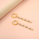 Spring 2024 2.5x14mm Circle with Baguette Long White Diamond Stud Earrings