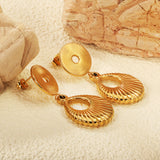 15.5mm Textured Circle + 19.3*25.7mm Teardrop Hoop Earrings Gold Color