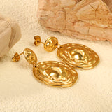 10*11.5mm small oval + 23.4*28mm large oval with textured convex earrings gold color