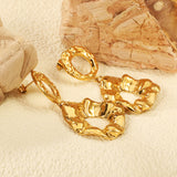 17.8*18.6mm Convex Faceted Circle + 24.8*30mm Irregular Folded Hoop Earrings GOLD