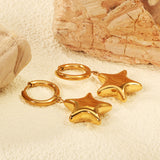 2.5*12mm circle +21mm hollow star earrings gold color