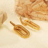 Line 2.5*13*18.4mm earrings + 13.6*26.2mm oval earrings with horizontal stripes Gold color