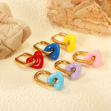 Thick 2.5*W13.5*H18mm oval earrings + 14.3*13mm light blue/pink/red/yellow/purple/navy blue resin heart hoop earrings gold color