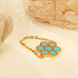 15mm Seven Round Flower with Blue Drip Soft Ring Gold