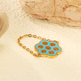 14mm Seven Hole Flower with Blue Drip Oil Soft Ring Gold Color