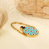 13*18mm Oval Beetle with Blue Drip soft ring Gold color