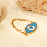 18*9.5mm Eye with Blue Drip Soft Ring Gold Color