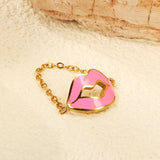 16.3*10.7mm Lips with red/pink oil drip soft ring gold color