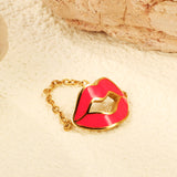 16.3*10.7mm Lips with red/pink oil drip soft ring gold color