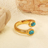 New Two Oval Turquoise Open End Rings Vintage