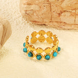 New multiple oval turquoise open double layer ring vintage