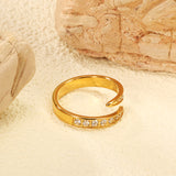 New PVD 18K gold plated with white diamonds open ring