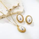 15.2*19.2mm Lace Oval with White Pearl Set