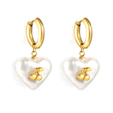 2024 New Year's Fashion Heart Shaped White Pearl + Cherry Stud Earrings