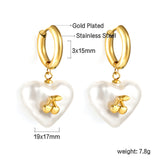 2024 New Year's Fashion Heart Shaped White Pearl + Cherry Stud Earrings