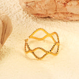 New stainless steel hollow diamond-shaped open-ended ring