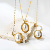 15.2*19.2mm Lace Oval with White Pearl Set