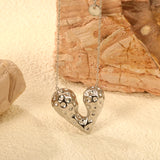 24*21mm Heart with Pitted Face Pendant Necklace 0.3 Cross Chain 40+5cm+6mm Round End Plate Steel Color/Golden Color