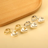 2024 New Year's Fashion Heart Shaped White Pearl + Cherry Stud Earrings