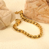 5mm Dan S Chain Bracelet 18+3cm+6mm Round Tail Tag Steel/Golden