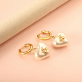 2024 New Year's Fashion Heart Shaped White Pearl + Cherry Stud Earrings