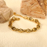 W8mm*Thick2.7mm Chain Bracelet18+3cm+6mm Round Tail Plaque Gold Color