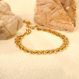 W8mm*Thick2.4mm Chain Bracelet18+3cm+6mm Round Tail Plaque Gold Color