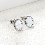 Step Lace Oval with White Shell Earrings 11*13mm