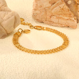 W7mm*Thick0.5mm Chain Bracelet18+3cm+6mm Round Tail Plaque Gold Color