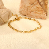 4.3mm Chain Bracelet 18+3cm+6mm Round Tail Plaque Gold Color