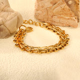 Line 1mm*Width 12.5mm Chain Bracelet 18+3cm+6mm Round Tail Plaque Gold Color