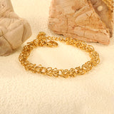 Wire 0.8mm*Width 7mm Chain Bracelet 18+3cm+6mm Round Tail Plaque Gold Color