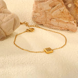 7.7*6mm Convex Rectangle CNC White Zirconium 0.3 Cross Chain Bracelet 18+3cm+6mm Round Tail Plaque Gold Color