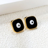 Lace Square with Multi-color Eyelets Multi-color Bottom Oil Drop Earrings 16.5*16.5mm