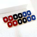 Lace Square with Multi-color Eyelets Multi-color Bottom Oil Drop Earrings 16.5*16.5mm