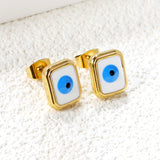 Rectangle with multi-color eyeballs multi-color bottom drop earrings 9*11mm