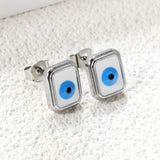 Rectangle with multi-color eyeballs multi-color bottom drop earrings 9*11mm