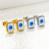 Rectangle with multi-color eyeballs multi-color bottom drop earrings 9*11mm