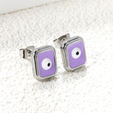 Rectangle with multi-color eyeballs multi-color bottom drop earrings 9*11mm