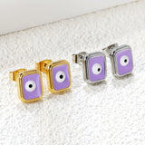 Rectangle with multi-color eyeballs multi-color bottom drop earrings 9*11mm