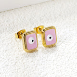 Rectangle with multi-color eyeballs multi-color bottom drop earrings 9*11mm